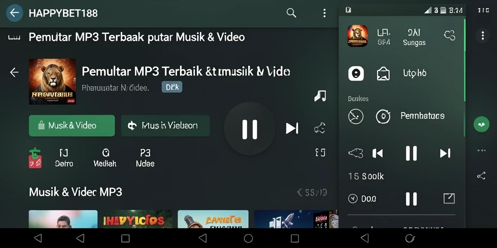 Antarmuka pengguna HAPPYBET188 yang bersih dan fungsional untuk Pemutar MP3.