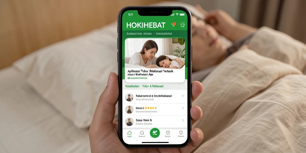 Antarmuka aplikasi HOKIHEBAT yang menenangkan untuk tidur dan relaksasi.